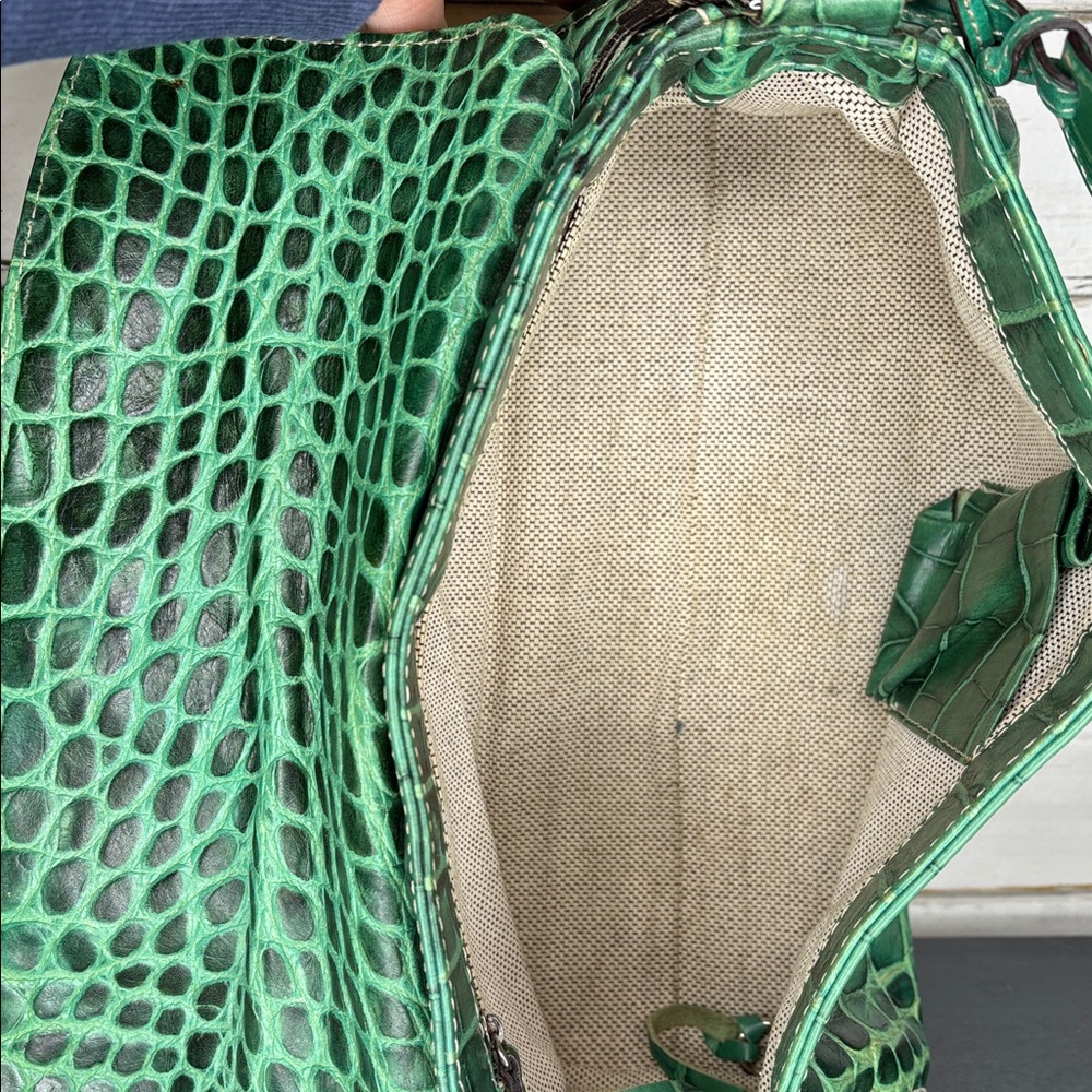 Dooney & Bourke Green Crocodile-Embossed Shoulder Bag - Picture 3 of 9